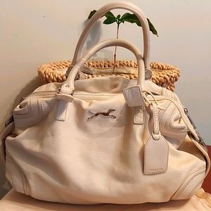 Blush pink Bimba y Lola leather handbag